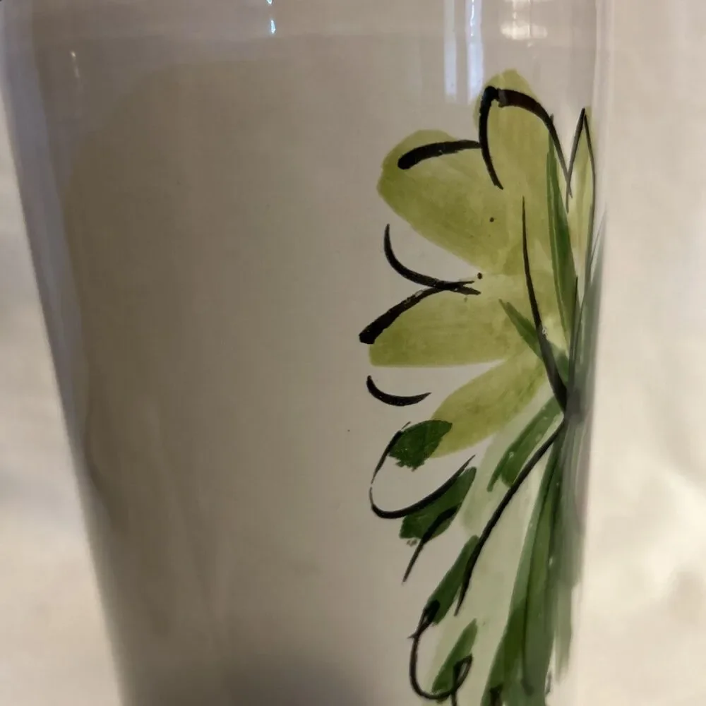 Pier 1 Terra Cotta Clay Wine Cooler Utensil Crock Handpainted Grapes from Italy